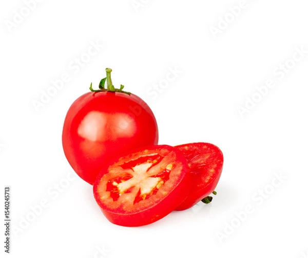 Obraz Tomato and tomato slices isolated on a white background, contour