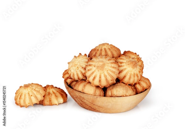 Obraz Bowl of cookies isolated on a white background, contour