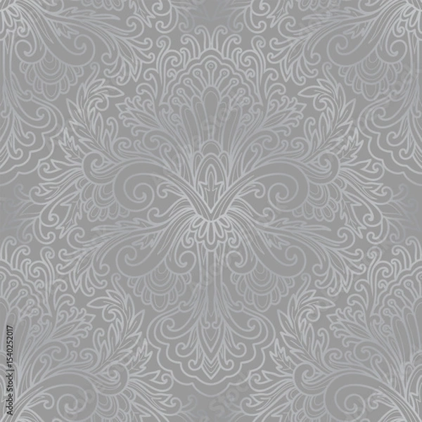 Fototapeta Damask style pattern, abstract floral pattern, grey colors. Seamless floral pattern-751.
