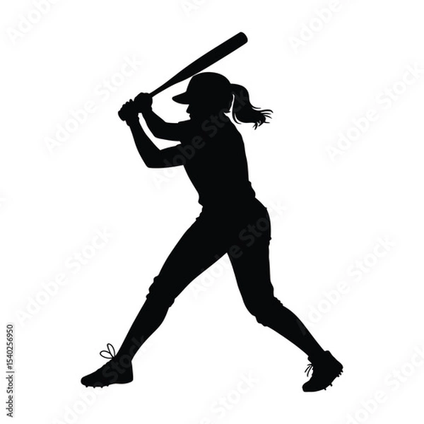 Fototapeta Powerful Softball Player Silhouette Action Shot