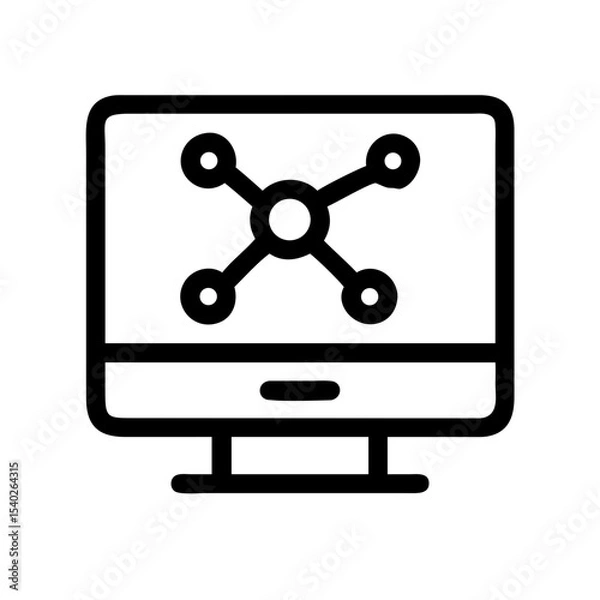 Fototapeta Silhouette molecule on monitor on transparent background for web and graphic design