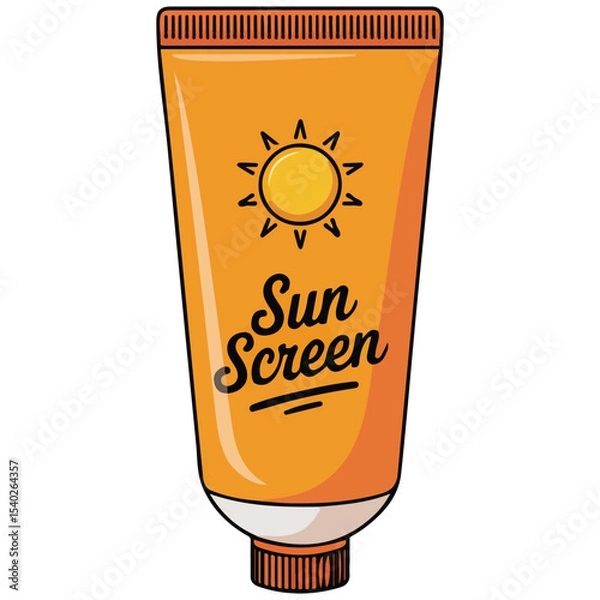Fototapeta Sun screen orange package vector isolated white background