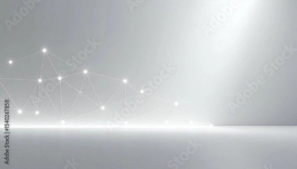 Fototapeta Abstract Network Connection Lines and Dots on White Background