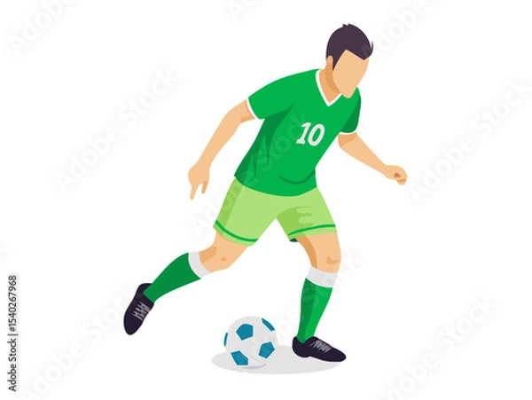 Fototapeta Vector illustrations of a male soccer player kicking a ball during a game
