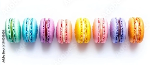 Fototapeta Row of colorful macarons in pastel hues
