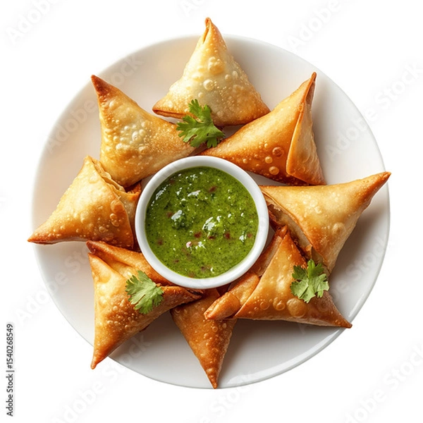 Obraz Samosa, samsa or somsa is a triangular fried cake. The filling is boiled potatoes seasoned with spices mixed with peas, onions, cilantro, and sometimes paneer. This snack is popular in Central Asia, S