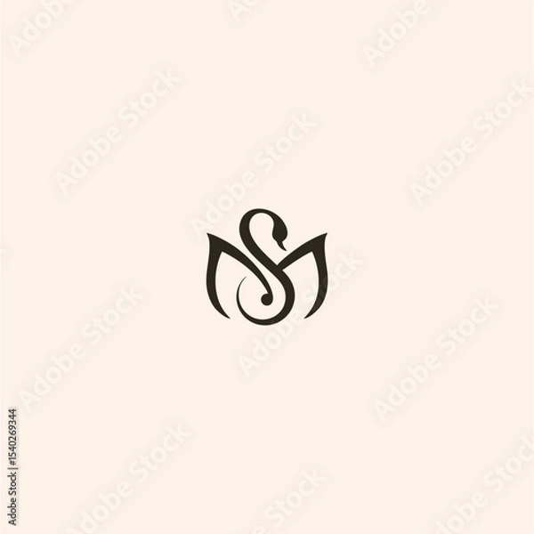 Fototapeta SM concept logo vector with swan shape