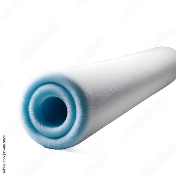 Fototapeta A bright foam pool noodle, slightly bent, isolated on a empty plain background