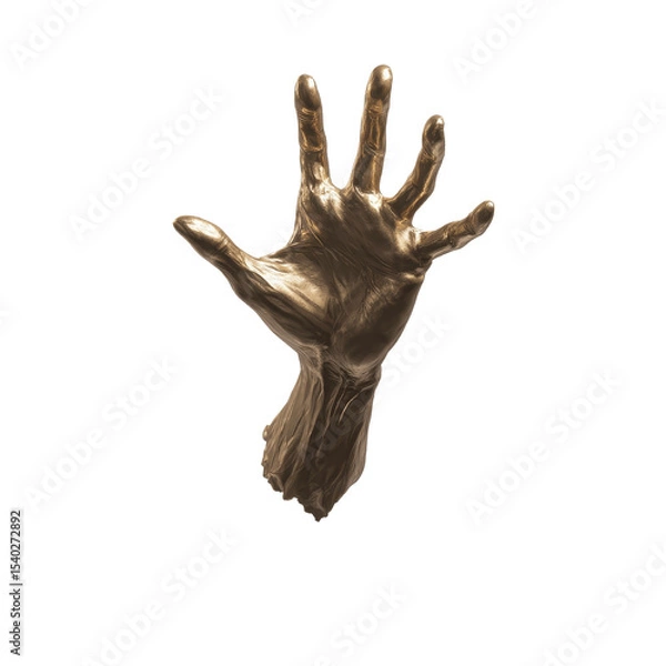 Fototapeta Golden Reaching Hand Abstract Sculpture of Hope and Aspiration