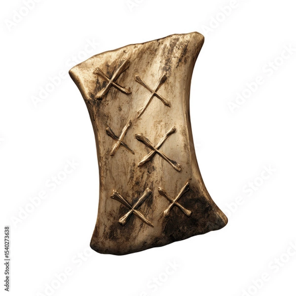 Fototapeta Ancient Gold Artifact with Crosshatch Markings - Close-up Studio Shot