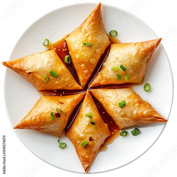 Obraz Samosa, samsa or somsa is a triangular fried cake. The filling is boiled potatoes seasoned with spices mixed with peas, onions, cilantro, and sometimes paneer. This snack is popular in Central Asia, S
