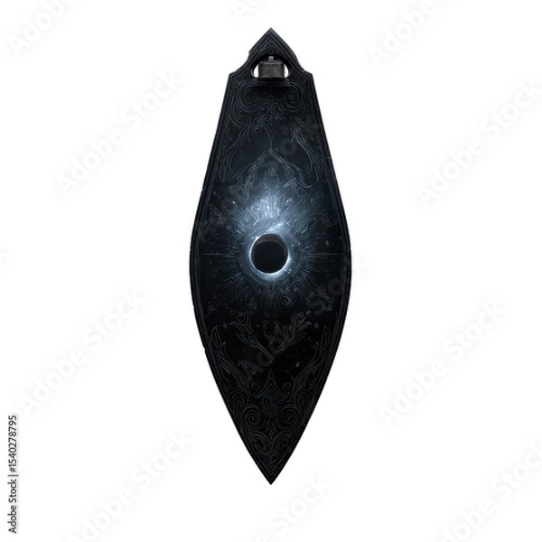Fototapeta Ornate Black Shield with Celestial Design and Central Void