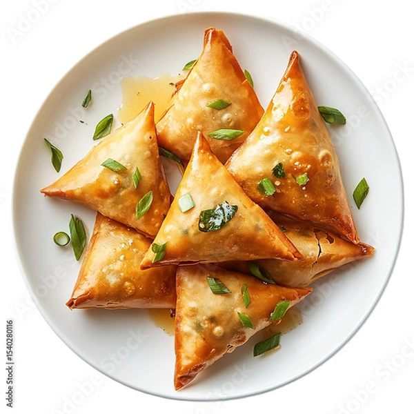 Obraz Samosa, samsa or somsa is a triangular fried cake. The filling is boiled potatoes seasoned with spices mixed with peas, onions, cilantro, and sometimes paneer. This snack is popular in Central Asia, S