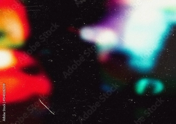 Fototapeta Grainy rainbow Lens Optical Flare Film Dust Overlay Effect Vintage Abstract Light Leaks Photo Retro Camera Defocused Blur Reflection Bright Sunlights. Use Screen Overlay Mode for Photo Processing.