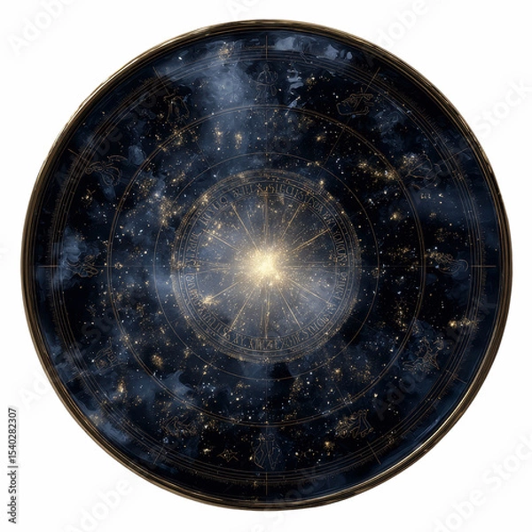Fototapeta Celestial Orrery Mystical Cosmos in Golden Frame