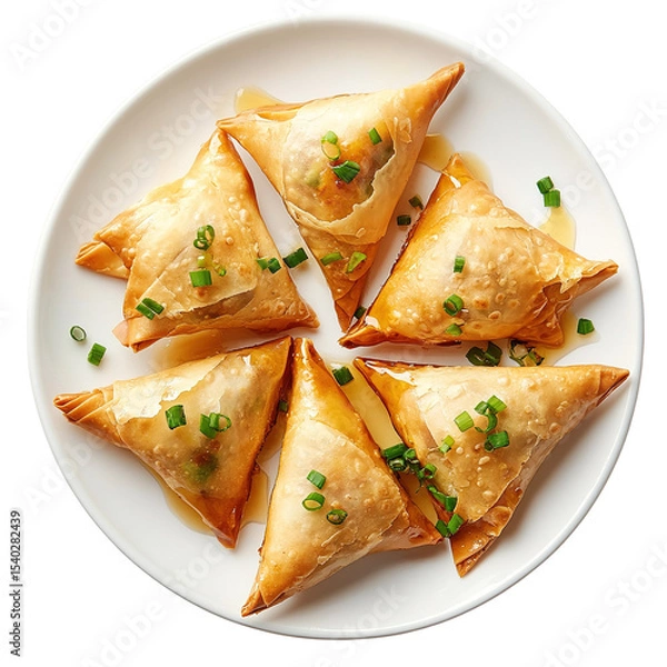 Obraz Samosa, samsa or somsa is a triangular fried cake. The filling is boiled potatoes seasoned with spices mixed with peas, onions, cilantro, and sometimes paneer. This snack is popular in Central Asia, S