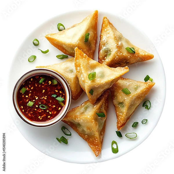 Obraz Samosa, samsa or somsa is a triangular fried cake. The filling is boiled potatoes seasoned with spices mixed with peas, onions, cilantro, and sometimes paneer. This snack is popular in Central Asia, S