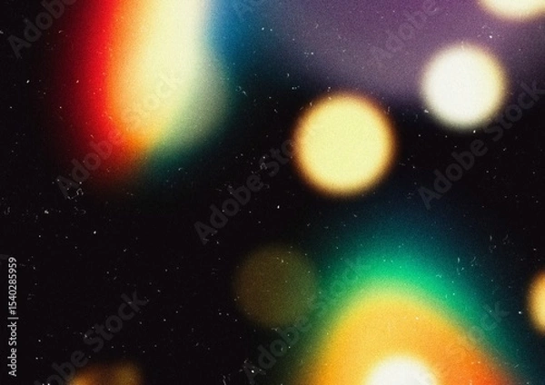 Fototapeta Grainy rainbow Lens Optical Flare Film Dust Overlay Effect Vintage Abstract Light Leaks Photo Retro Camera Defocused Blur Reflection Bright Sunlights. Use Screen Overlay Mode for Photo Processing.