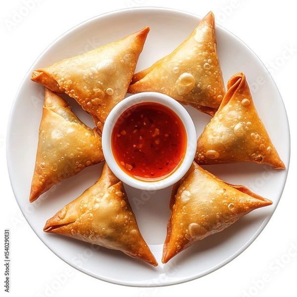 Obraz Samosa, samsa or somsa is a triangular fried cake. The filling is boiled potatoes seasoned with spices mixed with peas, onions, cilantro, and sometimes paneer. This snack is popular in Central Asia, S