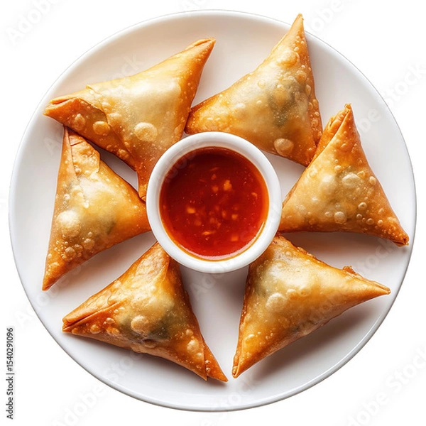 Obraz Samosa, samsa or somsa is a triangular fried cake. The filling is boiled potatoes seasoned with spices mixed with peas, onions, cilantro, and sometimes paneer. This snack is popular in Central Asia, S