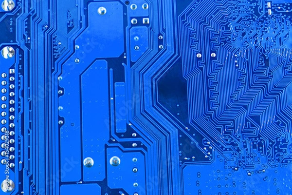 Fototapeta Circuit board. Electronic computer hardware technology. Motherboard digital chip. Tech science background. Integrated communication processor. Information engineering component.