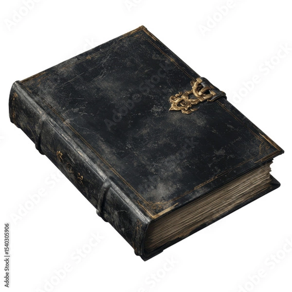 Fototapeta Antique Leather-Bound Book with Ornate Clasp - Vintage, Aged, and Mysterious