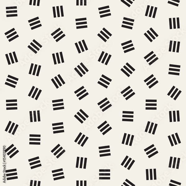 Fototapeta Geometric Scattered Shapes. Vector Seamless Black and White Pattern