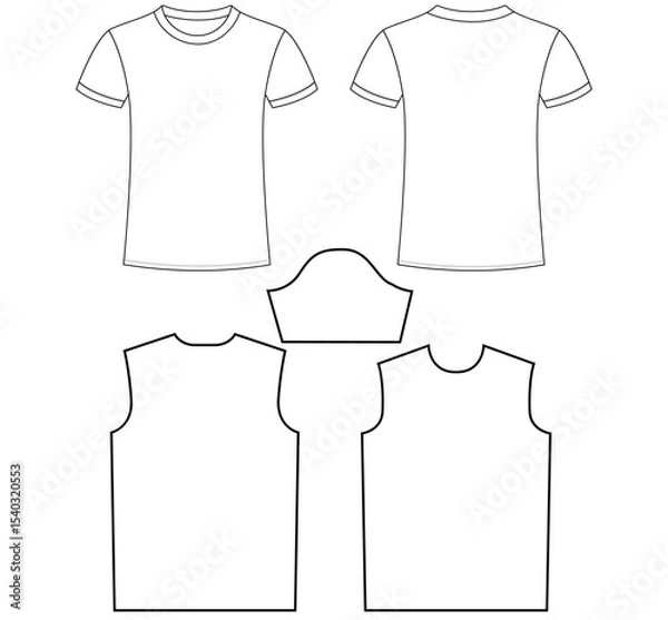 Obraz Basic half sleeve T shirt   vector illustration template design	
