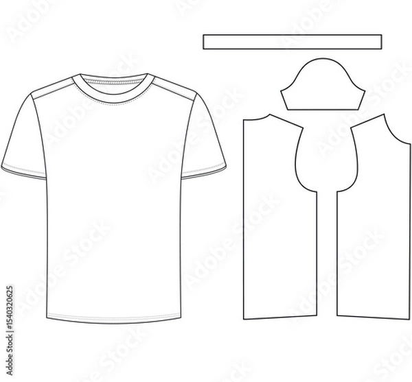 Obraz Basic half sleeve T shirt   vector illustration template design	
