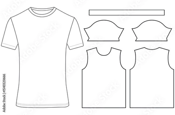 Obraz Basic half sleeve T shirt   vector illustration template design	
