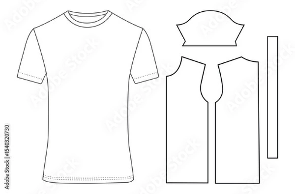 Obraz Basic half sleeve T shirt   vector illustration template design	
