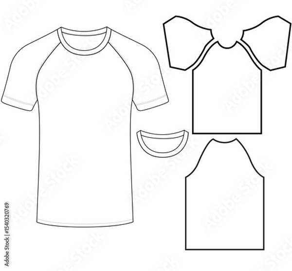 Obraz Basic half sleeve T shirt   vector illustration template design	
