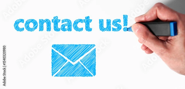 Obraz Hand Drawing Contact Us Sign And Email Icon