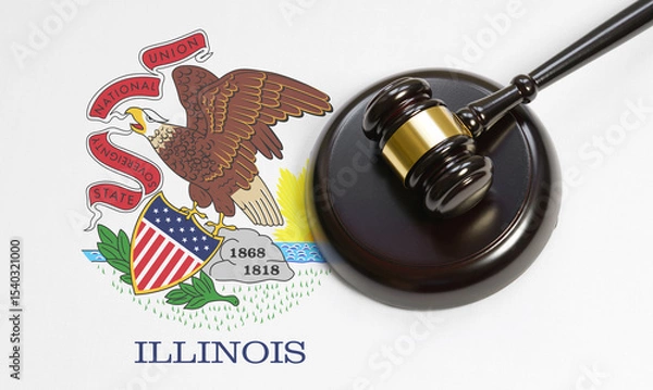 Obraz Illinois State Law And American Legal System Concept With Illinoisan Flag And Judge Gavel