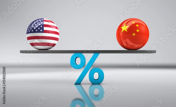 Obraz USA China Import Export Tariffs Trading Balance Global Trade And Economy Concept