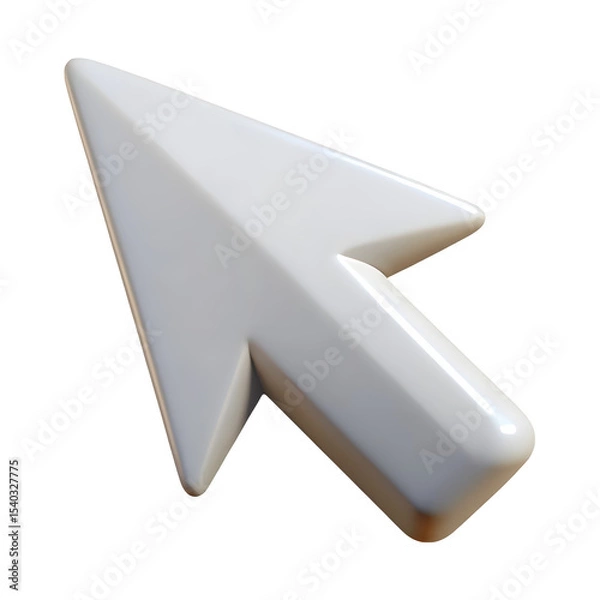 Obraz Glossy white 3d computer mouse cursor arrow isolated on a black background