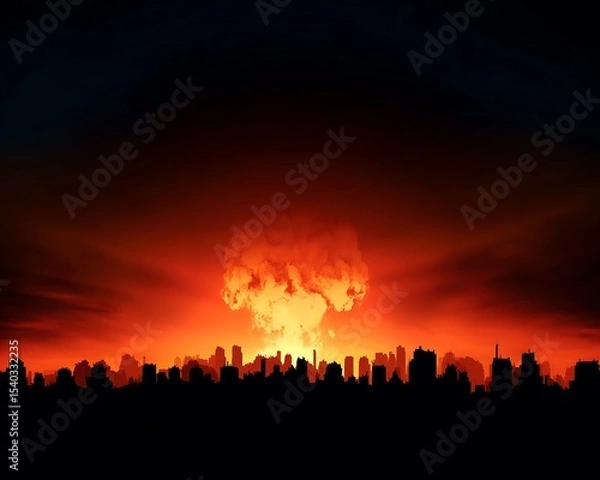 Fototapeta City destroyed by nuclear explosion