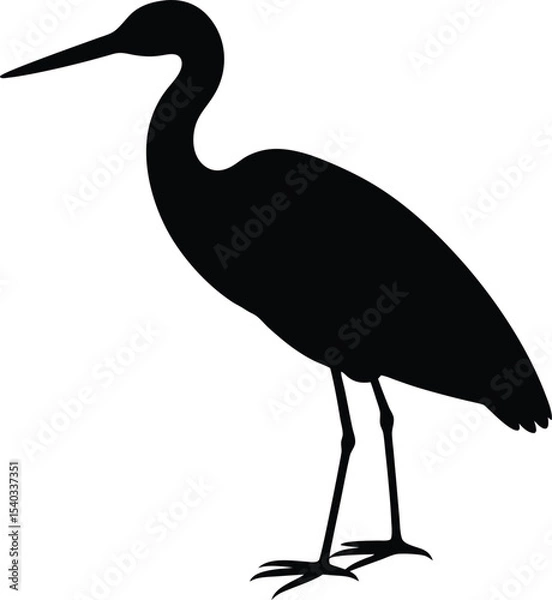 Fototapeta Little Egret silhouette vector art illustration and minimal black and white design