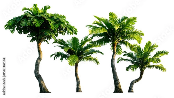 Fototapeta Tall trees isolated on transparent background. AI-generated