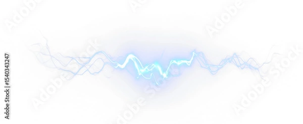 Fototapeta Lightning, thunder, energy, light, spark in a powerful electric strike. PNG with transparent background, ideal for Overlay use in storm effects, voltage visuals, and magical shockwaves. Includes PNG f