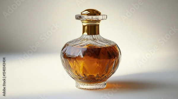 Obraz Elegant glass bottle with golden cap, showcasing rich amber liquid inside
