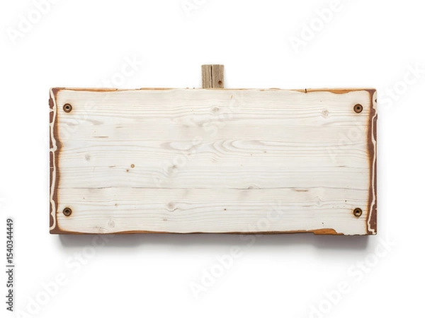 Fototapeta Light wooden rectangular signboard with rough texture and hanging clip, suitable for signage or restaurant menu mockup. Generative AI