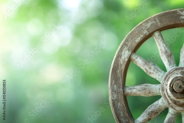 Fototapeta A wheel with a green, red, and yellow design., with ample copy space.