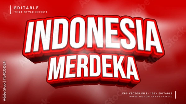 Obraz Indonesia merdeka 3d editable text effect template