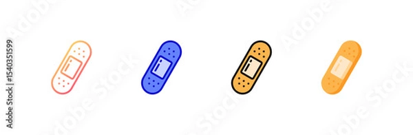 Obraz Band Aid icon set multiple style collection