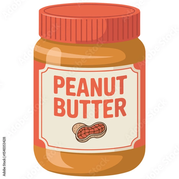 Fototapeta Peanut butter healthy spread vector isolated white background