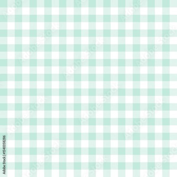 Fototapeta Mint gingham seamless pattern with repeating square check design