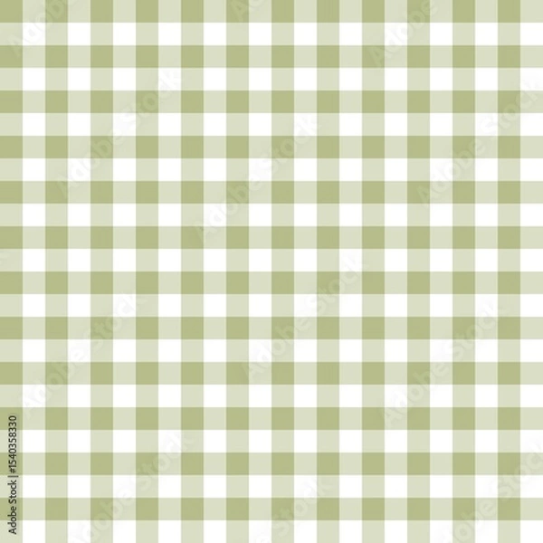 Fototapeta Olive green gingham seamless pattern with repeating square grid layout