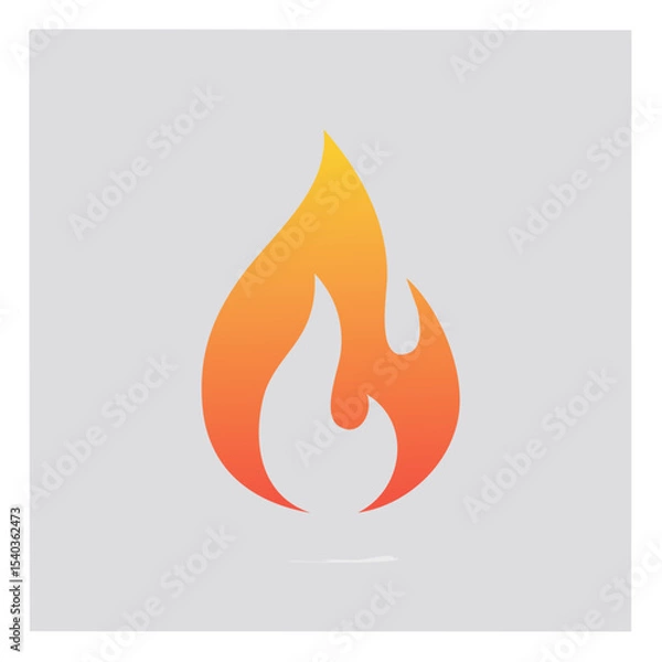 Fototapeta Stylized fire icon with orange yellow gradient conveys energy heat passion or warning flat design single object on light background graphic element