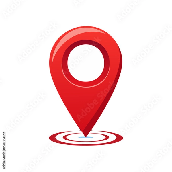 Fototapeta Red Navigation Pointer, Map Pin on Black Background for Location Services